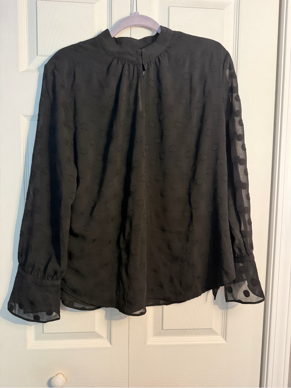 NWT Ann Taylor black polka dot blouse size large